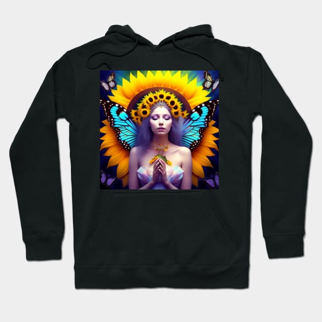 Sunflower Butterfly Angel Hoodie by karissabest